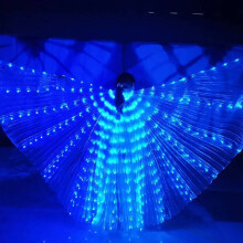 (Blue)Led Glowing Wings Butterfly Dance Fantasy Style Colorful Fluorescent Cloak Dance Belly