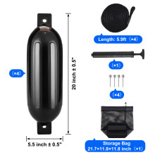 SucceBuy Garde-boue gonflable 5.5in, Pare-chocs de quai en PVC avec pompe, cordes et sac de rangement