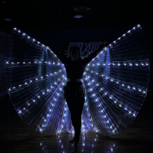 (White)Led Glowing Wings Butterfly Dance Fantasy Style Colorful Fluorescent Cloak Dance Belly