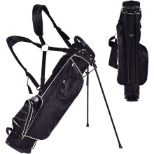 COSTWAY Saco de Golfe com Suporte, 4 Divisores Superiores, 4 Bolsos com Fecho, Alça de Ombro Dupla, Portátil