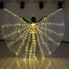 (Yellow)Led Glowing Wings Butterfly Dance Fantasy Style Colorful Fluorescent Cloak Dance Belly