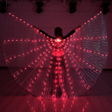 (Red)Led Glowing Wings Butterfly Dance Fantasy Style Colorful Fluorescent Cloak Dance Belly