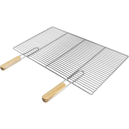 ECD Germany grelha de churrasco retangular em aço inoxidável 67 x 40 cm com 2 pegas de madeira