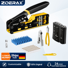 ZoeRax Kit de sertissage RJ45 8 en 1, avec pince multifonction, testeur de câble, 50 connecteurs Cat6 et embouts