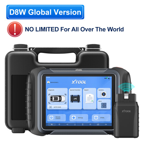 XTOOL D8W auto diagnosetool, bidirectionele scanner, ECU-codering, 42+ functies, globale versie