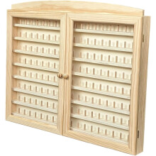 GRECA Vitrina para dedais, 2 portas, capacidade 144 unidades, madeira de pinho crua, 60x6x54 cm
