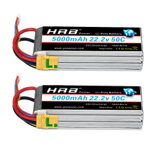 HRB Batterie Lipo 6S 5000mAh 22.2V 50C, Connecteur XT90, Lot de 2 pour Drone et Voiture RC