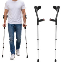 PEPE Mobility Muletas Ortopédicas para Adulto, Ajustáveis, Preto, conjunto de 2