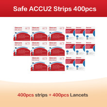 Sannuo Sinocare Safe ACCU2 bloedglucosemeter, set van 400 strips en naalden voor diabetes thuis