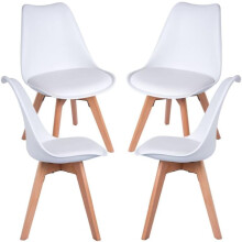 Regalos Miguel, conjunto de 4 cadeiras de jantar Synk Basic, branco, com proteção para os pés