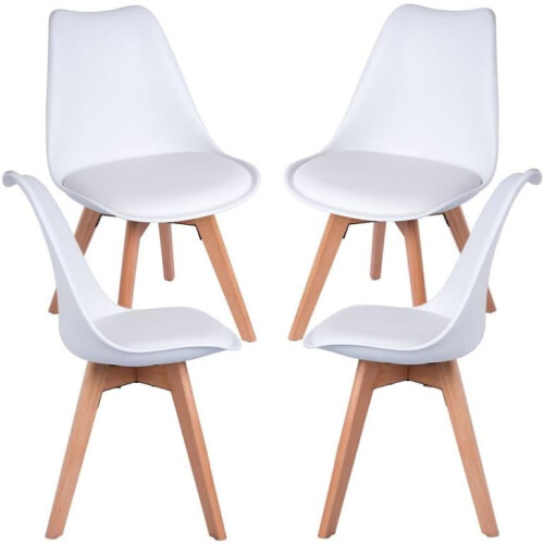Regalos Miguel, conjunto de 4 cadeiras de jantar Synk Basic, branco, com proteção para os pés