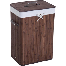 HOMCOM Cesto de Roupa Suja Dobrável com Tampa, 67L, Bambu, 40x30x60 cm, Castanho