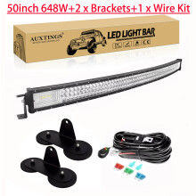7D Gebogen LED-lichtbalk, 50in Brackets Wire, 270W-675W, voor SUV en vrachtwagen
