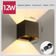 Wandlamp, vierkant, zwart, aluminium, waterdicht IP65, warm licht voor buiten
