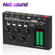Nobsound MX5, 4-kanaals stereo audiomixer, 6,35/3,5mm ingangen, aluminium behuizing voor studio en club