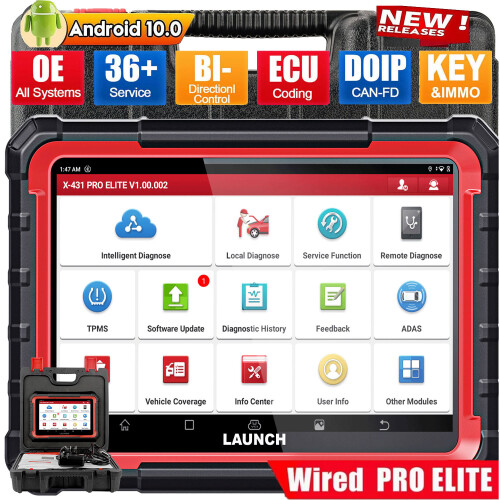 LAUNCH X431 PRO Elite Pro 5, bidirectionele autodiagnosescanner, met sleutelcodering en ECU-onderhoud 1