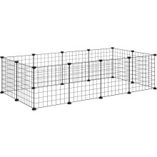 PawHut cercado para animais pequenos, 12 painéis em metal preto, desmontável, 106x73x36cm