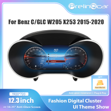 Digitaal instrumentenpaneel voor Mercedes Benz C/GLC W205/W253 2015-2021, 12,3 inch LCD scherm met draadloze CarPlay