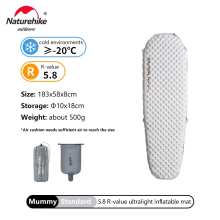 Naturehike opblaasbaar matras, R 5.8, ultralicht en draagbaar voor kamperen en wandelen