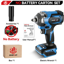 ONEVAN elektrische slagmoersleutel, 1200Nm koppel, borstelloos, 1/2 inch aansluiting, voor 18V accu