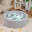 Selonis Piscina de Bolas de Espuma 90x30cm, Conjunto de 200 Bolas, Branco, Cinzento e Menta 5
