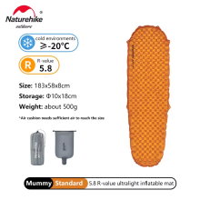 Naturehike opblaasbaar matras, R 5.8, ultralicht en draagbaar voor kamperen en wandelen
