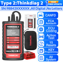 Thinkcar ThinkDiag 2, OBD2 Diagnosegerät, Bidirektionaler Test, ECU-Codierung, 15 Reset-Funktionen, CAN-FD-Protokoll
