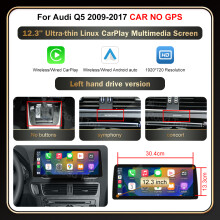 RoadTop Écran Multimédia CarPlay Sans Fil 12.3 pouces, Système Linux et Android Auto pour Audi Q5 2009-2017