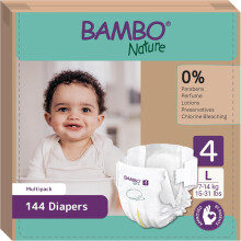 Bambo Nature fraldas descartáveis tamanho 4, 7 a 14kg, conjunto de 6 pacotes de 24 unidades