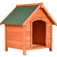 tectake caseta para cães em madeira, telhado de asfalto, resistente às intempéries, pés altos, chão extraível, 72 x 65 x 83 cm