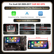 RoadTop Écran Multimedia Sans Fil 12.3 pouces, CarPlay et Android Auto pour Audi Q5 2009-2017