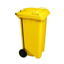 Jardin202, cubo de lixo de 120 litros, amarelo, com pedal e rodas, polietileno HDPE robusto para uso industrial
