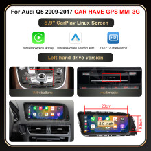 RoadTop Écran Multimédia sans fil 12.3 pouces, CarPlay et Android Auto, pour Audi Q5 2009-2017