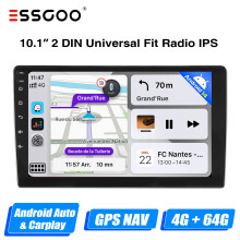 ESSGOO Autoradio Android 14 10 pouces, 4 Go RAM + 64 Go ROM, Carplay et Android Auto sans fil, GPS et Bluetooth
