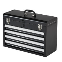 SucceBuy Boîte à outils en acier, 20,5 pouces, 4 tiroirs avec verrouillage automatique, coffre portable pour atelier