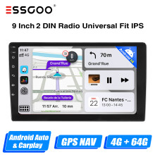 ESSGOO Autoradio Android 14 9 pouces, 4Go RAM + 64Go ROM, CarPlay et Android Auto sans fil, GPS, Bluetooth