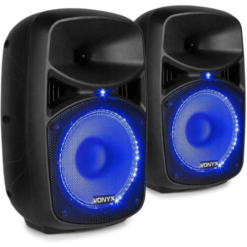 Vonyx VPS082A, sistema de som 400W, Bluetooth, reprodutor USB/SD, altifalantes de 8 polegadas, para karaoke e DJ
