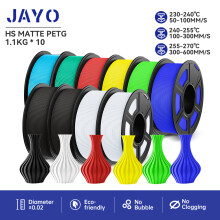 JAYO Filament PETG Mat Haute Vitesse, Lot de 10 Rouleaux 1,75 mm, Plusieurs Couleurs Mélangées, Impression 3D
