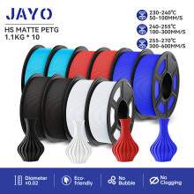 JAYO Filament PETG mat haute vitesse, Lot de 10 bobines 1,75 mm, Multi-couleurs, Impression 3D