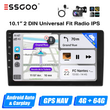 ESSGOO Autoradio Android 14, 10 pouces, 4 Go RAM + 64 Go ROM, CarPlay et Android Auto sans fil, GPS, Bluetooth