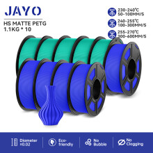 JAYO Filament PETG Mat, Lot de 10 rouleaux, 1,75 mm, Haute Vitesse, Impression 3D