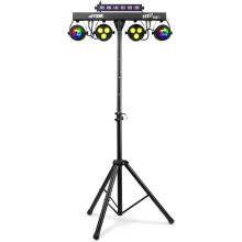 MAX PartyBar10, conjunto de iluminação com Jelly Moon, focos PAR e UV, com comando à distância