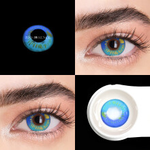 Bio-essence Cosplay Farbkontaktlinsen, Anime-Blau, 14,50 mm Durchmesser, weiches Hydrogel