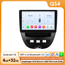 Autoradio Android 14, Écran 10.1 pouces, 8 Cœurs 4G 32G, CarPlay et Android Auto, pour Peugeot 107, Toyota Aygo, Citroën C1