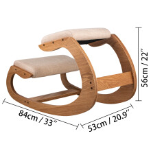 SucceBuy Chaise ergonomique Ă genoux en bois de bouleau Blanc et ChĂŞne, tabouret Ă bascule pour bureau et maison