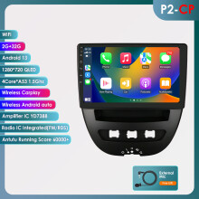 Autoradio Android 14, Écran 10.1 pouces, CarPlay, 4 Core 2G 32G, Caméra 360, pour Peugeot 107, Toyota Aygo, Citroën C1