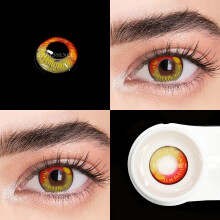 Bio-essence Cosplay Farbkontaktlinsen, Anime rotbraun, 14,50 mm Durchmesser, weiches Hydrogel