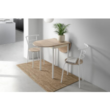 MOMMA HOME conjunto de mesa de cozinha extensível e 2 cadeiras, modelo Leva, castanho e branco, 55-115 x 61 x 74 cm
