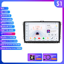 Hizpo Radio Auto 9 pouces, CarPlay et Android Auto, Processeur Octa Core, 3 Go RAM + 32 Go Stockage, pour VW Golf Passat Skoda Seat