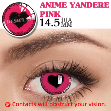 Bio-essence Cosplay Farbkontaktlinsen, Anime Yandere Pink, 14,50 mm Durchmesser, weiches Hydrogel